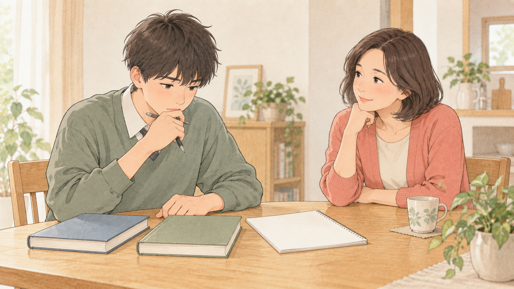 進路の選択を親子で考えるイラスト